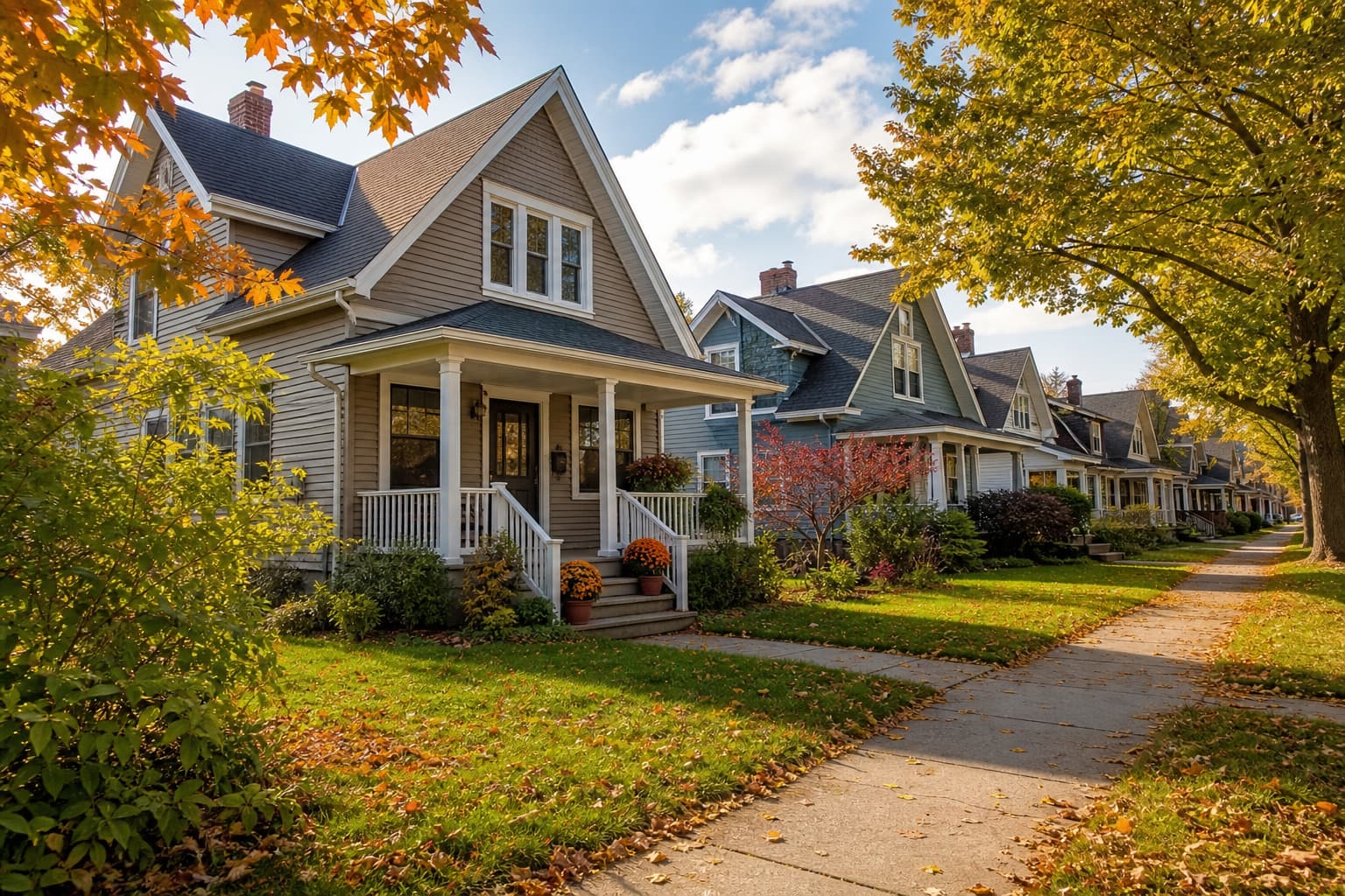 A Buffalo neighborhood home for sale during the fall housing market.